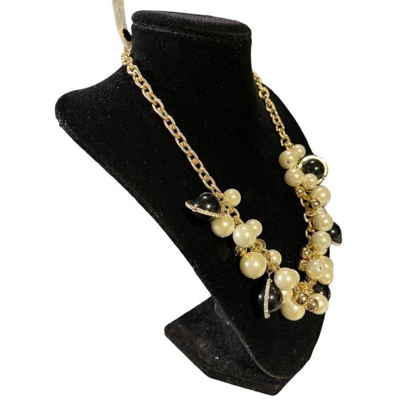 NWT Charter Club Gold-Tone Pave, Imitation Pearl & Bead Shaky Collar Necklace - Picture 3 of 6